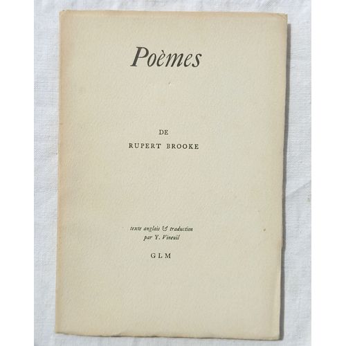 Rupert Brooke, Poèmes, Glm, 1947, Version Bilingue Anglais - Français, Texte Anglais Et Traduction Par Y. Vineuil, Avec Un Envoi De Y. Vineuil En Page De Faux-Titre