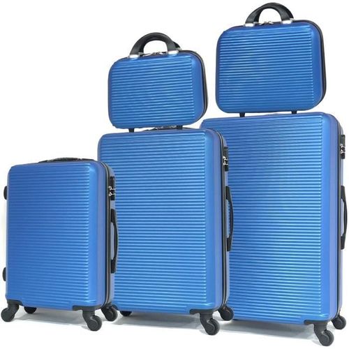 Celims France - Set Valise 5 Pièces | Lot de Valise | Valise avec Vanity | ABS | Bleu