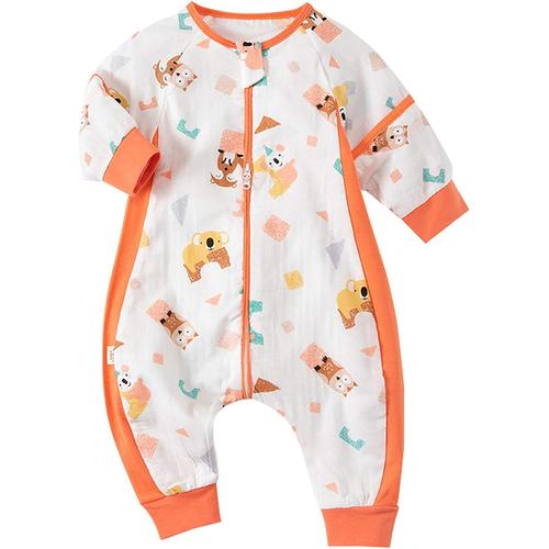 Gigoteuse Bébé,Fille Garçon Douillette Coton Pyjama Sac De Couchage,Manches Amovibles(M Orange)