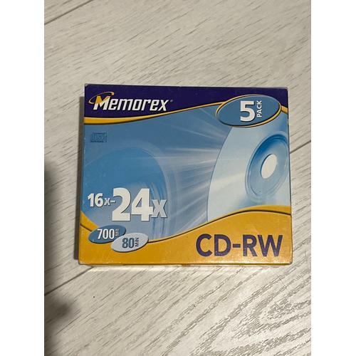 Memorex 5 pack cd-rw 700 mb 80 min 16x-24x