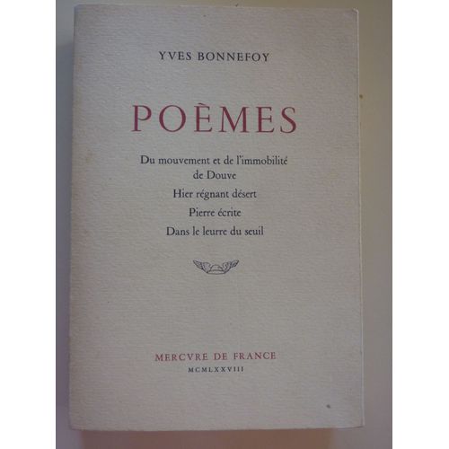 Poèmes. Yves Bonnefoy