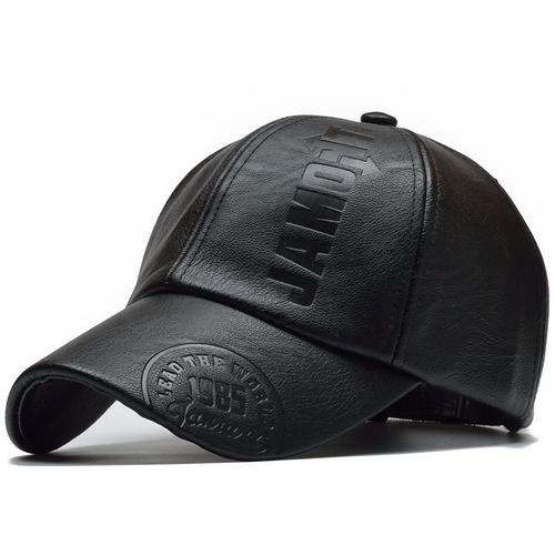 Casquette,Black--Northwood ? Casquette'hiver De Baseball Pour Hommes, En Cuir, De Haute Qualité, Avec Rabat