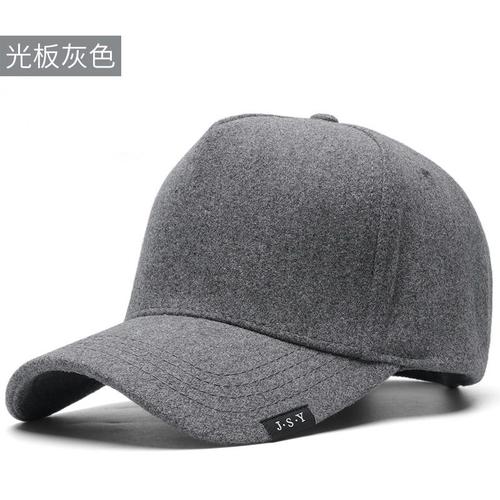 Casquette,Gray-55-60cm--Casquette De Baseball En Feutre Pour Homme Et Femme, Chapeau De Sport, De Grande Taille, En Laine, Pour L'ex