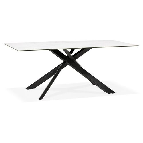 Paris Prix - Table À Manger Céramique "Martie" 180cm Blanc & Noir
