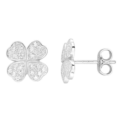 Boucles D'oreilles Femme - Trèfle - Oxyde De Zirconium - Argent 925