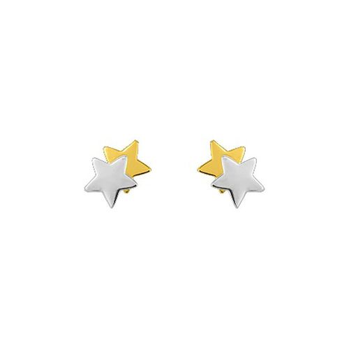 Boucles D'oreilles Bicolores Enfant - Or 9 Carats - Etoile
