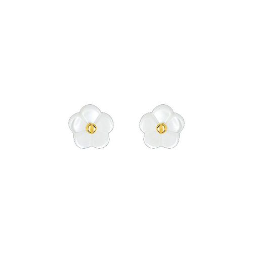 Boucles D'oreilles Enfant - Nacre - Or 9 Carats - Fleur