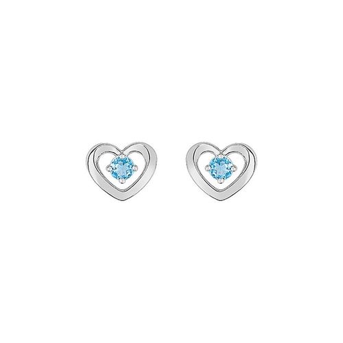 Boucles D'oreilles Enfant - Topaze - Or 9 Carats - Coeur