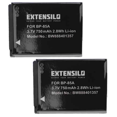 EXTENSILO 2x Batteries compatible avec Samsung PL210, SH100, ST200, ST200F, WB210 appareil photo, reflex numérique (750mAh, 3,7V, Li-ion)