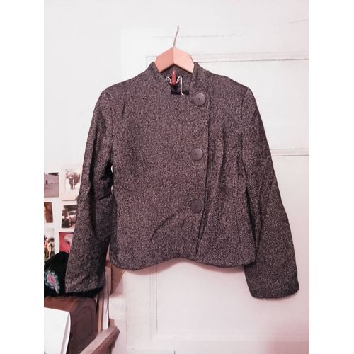 Veste Noire Chinée Avec Épaulettes 42 Xl Caroll.