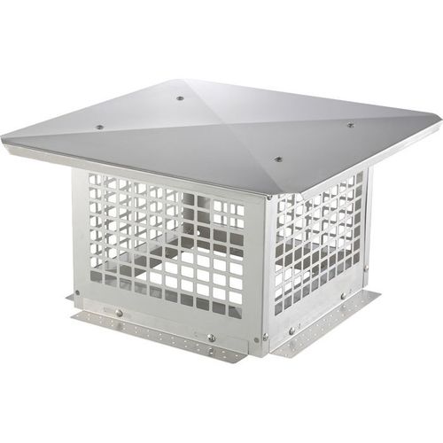 Chapeau de Cheminée 305x305 mm-VEVOR-Acier Inoxydable 304 Couvercle Bouchon Protection Anti-oiseaux Pare-vent
