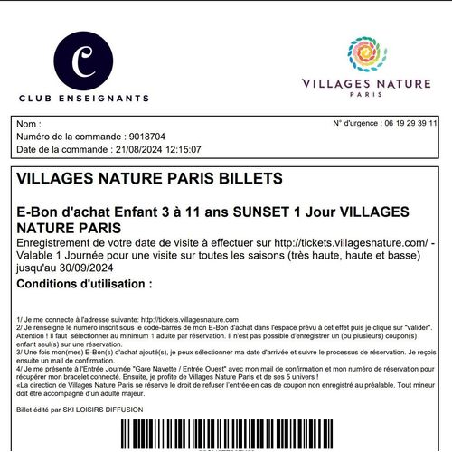 Vente De Billets Journée Village Nature Paris 3-11 Ans Au Prix De 33 Euros.