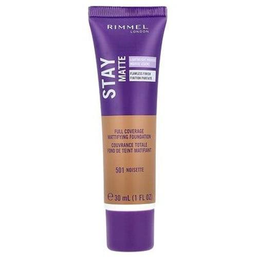 Rimmel London, Stay Mate, Fond De Teint Matifiant À Couvrance Totale, 501 Noisette, 30 Ml 