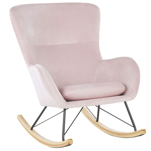 Fauteuil À Bascule Velours Rose Ellan