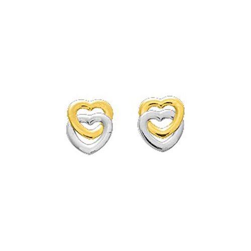 Boucles D'oreilles Enfant Bicolores - Or 18 Carats - Coeur