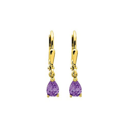 Boucles D'oreilles Femme Pendantes - Améthyste - Or 18 Carats