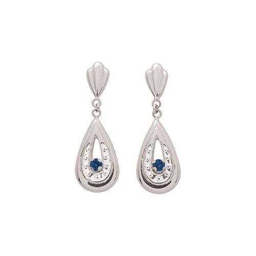 Boucles D'oreilles Femme Pendantes - Saphir - Or 18 Carats