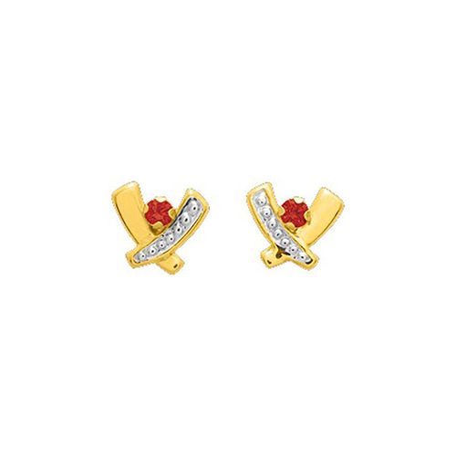 Boucles D'oreilles Femme - Rubis - Or 18 Carats