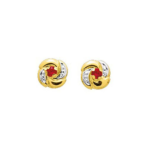Boucles D'oreilles Femme - Rubis - Or 18 Carats
