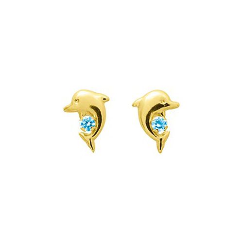 Boucles D'oreilles Enfant - Topaze - Or 18 Carats - Dauphin