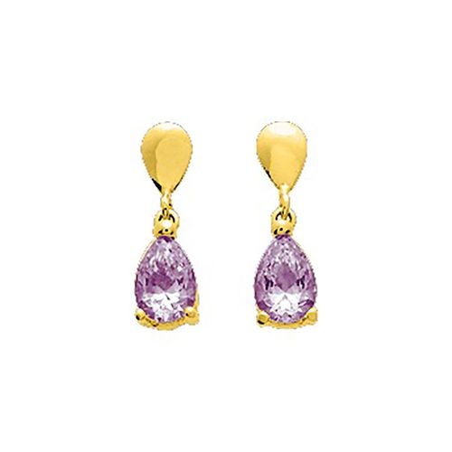 Boucles D'oreilles Femme - Améthyste - Or 18 Carats