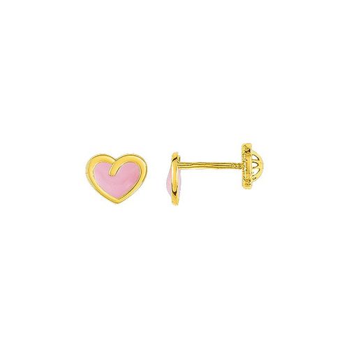 Boucles D'oreilles Enfant - Or 18 Carats - Coeur