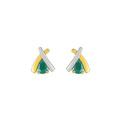 Boucles D'oreilles Femme - Emeraude - Or 18 Carats