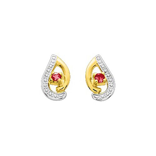 Boucles D'oreilles Femme - Rubis - Or 18 Carats