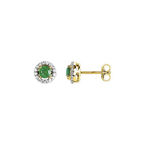 Boucles D'oreilles Femme - Émeraude - Or 18 Carats
