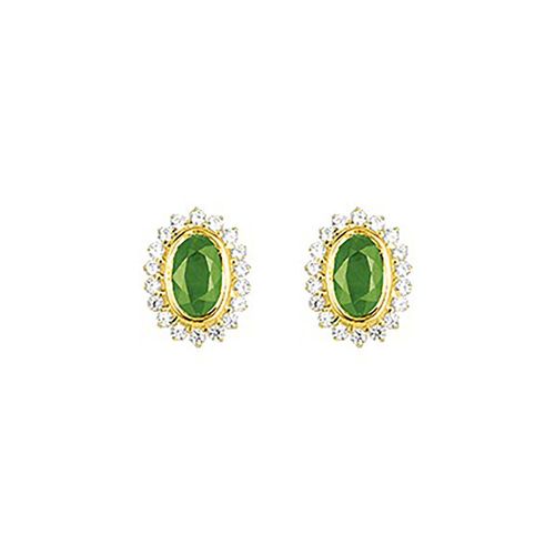 Boucles D'oreilles Femme - Émeraude - Or 18 Carats