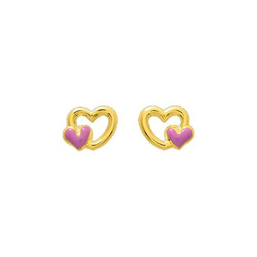 Boucles D'oreilles Enfant - Or 18 Carats - Coeur