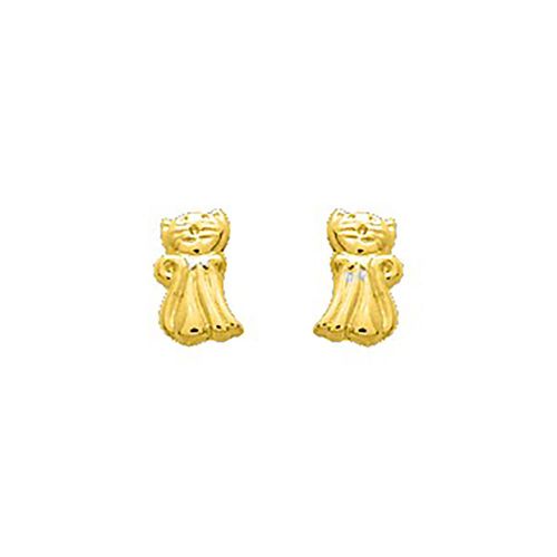 Boucles D'oreilles Enfant - Or 18 Carats - Chat