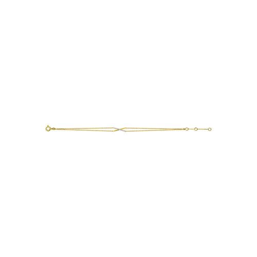 Bracelet Femme - Or 18 Carats - Diamant 0,04 Carats - Longueur : 18 Cm
