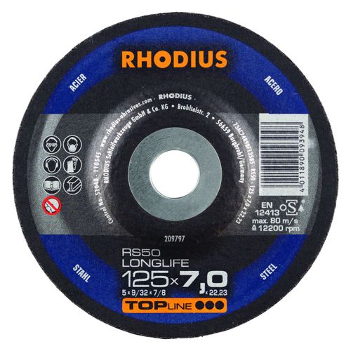 Rhodius 209797 RS50 LONGLIFE - Meule à ébarber - 125 x 7,0 x 22,23 - 125 mm