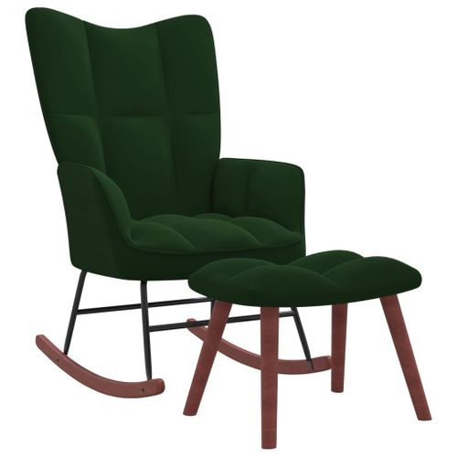 Vidaxl Chaise À Bascule Avec Repose-Pied Vert Foncé Velours