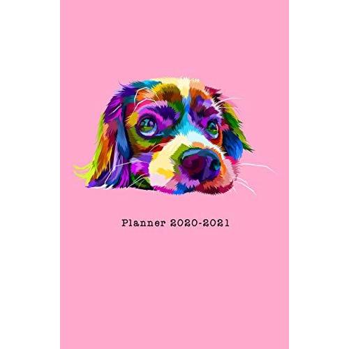 Planner 2020-2021: Two Years Planner 24 Month & Weekly For Organizer Agenda & Diary, Inspirational Quotes, Schedule, Notebook Journal, And Business ... Lazy Dog Heads In Geometric Pop Theme Cover