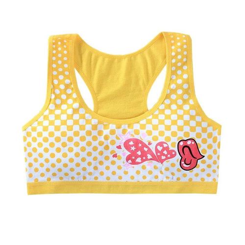 Soutien-Gorge De Sport Pour Filles De 12 Ans,En Coton,Pour Entraînement,Racerback,Sous-Vêtements Pour Adolescentes,Gilet De Course,Sous-Vêtements Pour Enfants - Type Yellow-14