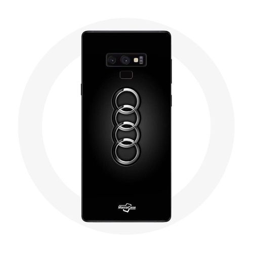 Coque Pour Samsung Galaxy Note 9 Audi Logo Cache Moyeu Fond Noir