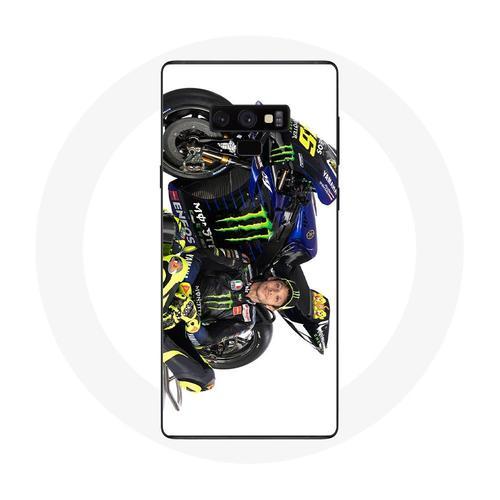 Coque Pour Samsung Galaxy Note 9 Valentino Rossi Pilote De Vitesse Fond Blanc