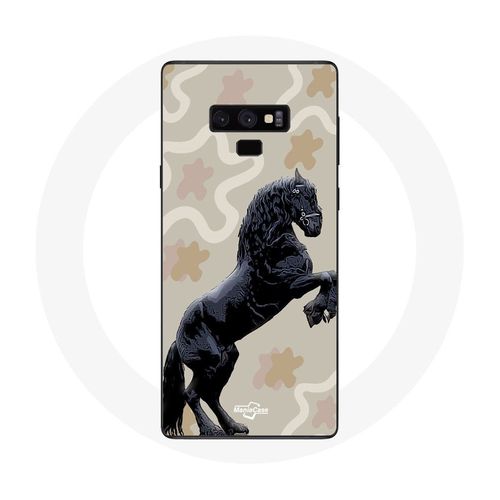 Coque Pour Samsung Galaxy Note 9 Frison Noir Race De Cheval