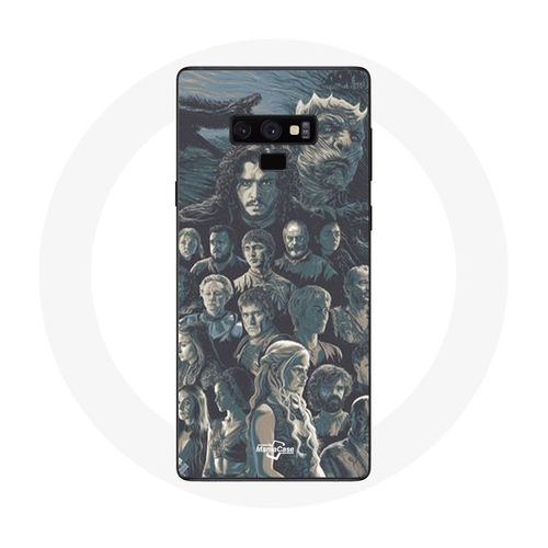 Coque Pour Samsung Galaxy Note 9 Game Of Thrones Saison 8 Le Trône De Fer Affiche Personnages Fond Gris