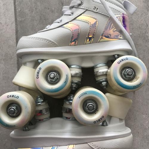 Patin à roulettes enfant QUAD 100 JR blanc holographic - Maroc, achat en  ligne