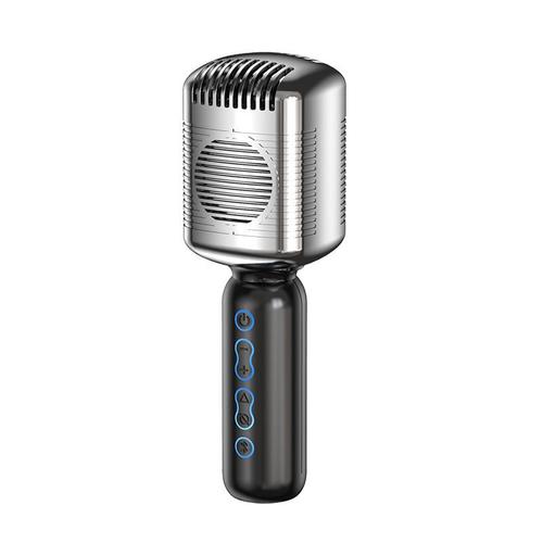 MICROPHONE,Argent--Microphone rétro, Microphone Portable classique à condensateur, karaoké, Bluetooth
