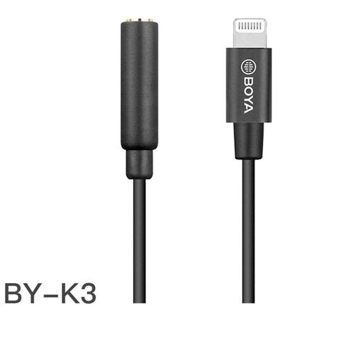 MICROPHONE,BY-K3--câble adaptateur pour téléphone portable, 3.5mm TRRS femelle vers éclairage, microphone Boya, convient aux télépho