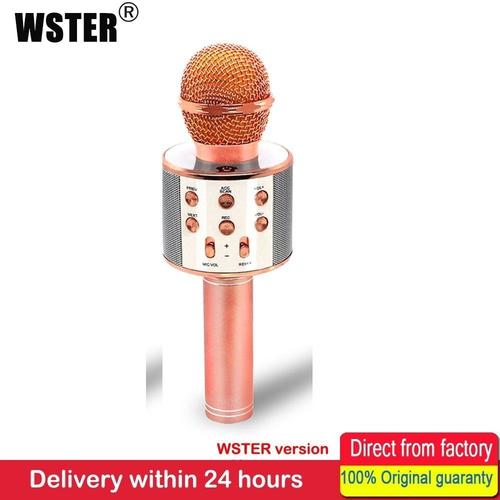 MICROPHONE,rose gold--Microphone sans fil Bluetooth 100%, Version WSTER, haut parleur, enregistreur de chant karaoké portable, KTV,