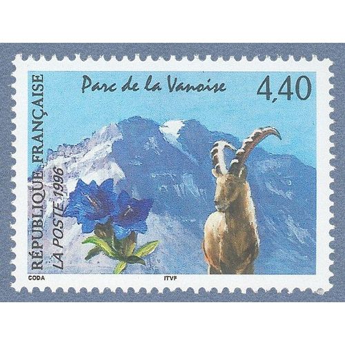Timbre De 1996 Série «Nature De France» Parc De La Vanoise Le Bouquetin Et La Gentiane - Yvert & Tellier N° 2998