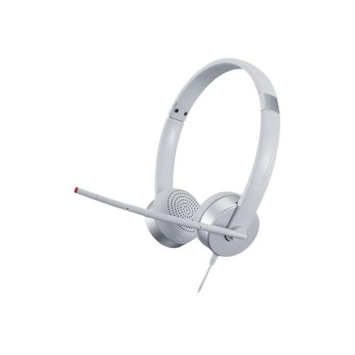 Lenovo 100 - Micro-casque - sur-oreille - filaire - jack 3,5mm - argent