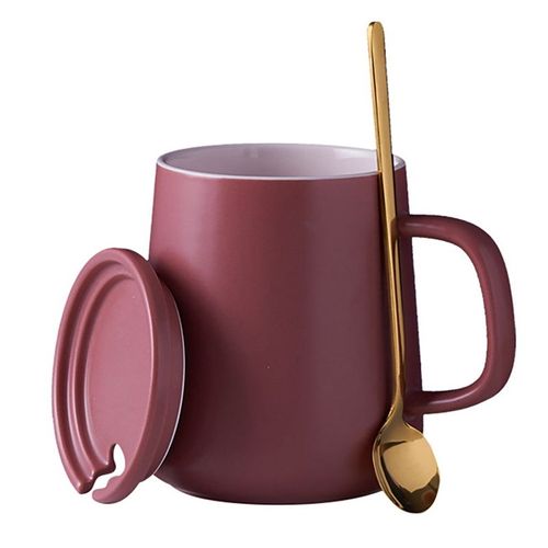 Promotion! Tasses En Céramique Avec Couvercle Et Cuillère, Tasse À Café Créative, Couleurs Contrastées, Cadeau Parfait Pour Anniversaire, Pour Amis