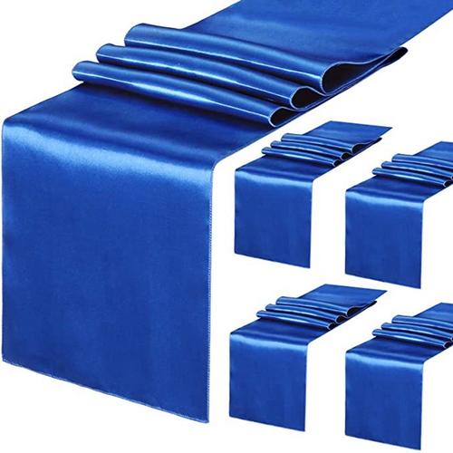 Promotion! Lot De 5 Chemins De Table En Satin Bleu Marine, 12x108 Pouces, Pour Fête, Mariage, Banquet, Décoration