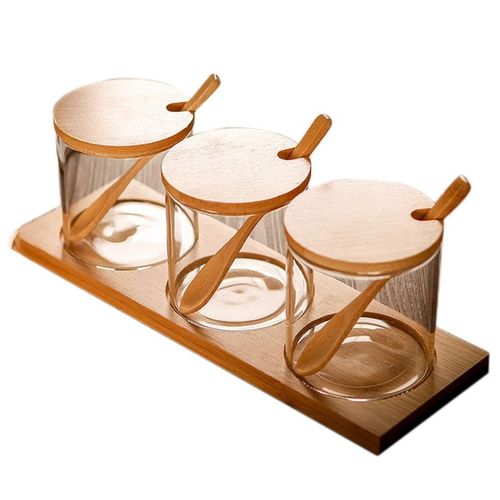 Promotion! Pots À Condiments Avec Couvercles Et Cuillères, Ensemble De 3 Pots À Épices Transparents Pour La Cuisine, Récipients De Stockage De Sel Et De Poivre